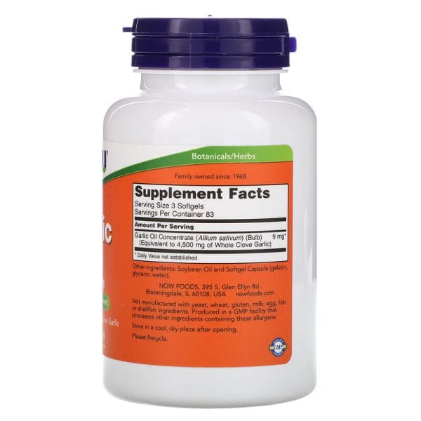 NOW-Foods-Garlic-Oil-1500mg-Inhaltsstoffe- NOW Foods Garlic Oil 1500mg Inhaltsstoffe