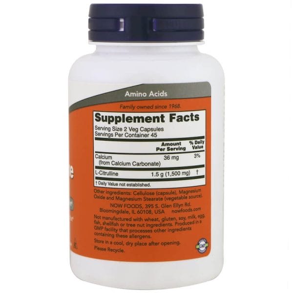 NOW-Foods-L-Citrulline-750-mg-90-Caps-Inhaltsstoffe NOW Foods L-Citrulline 750 mg 90 Caps Inhaltsstoffe