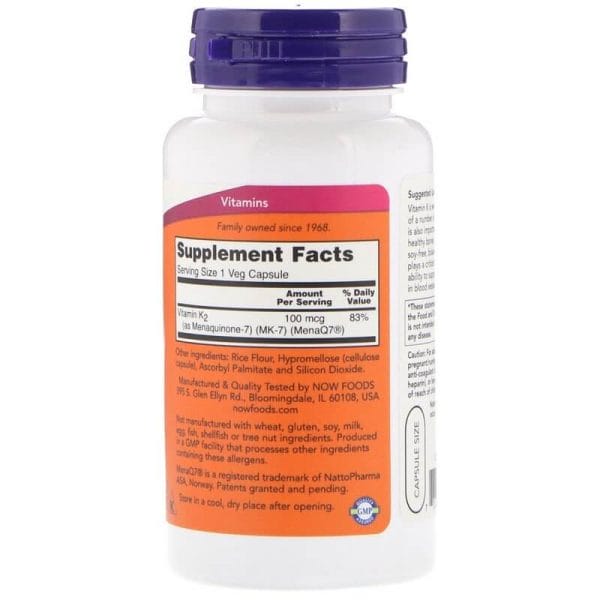 NOW Foods MK-7 Vitamin K-2 100 mcg Inhaltsstoffe
