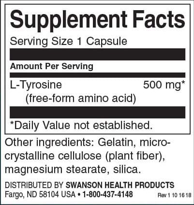 Swanson-L-Tyrosine-500-mg-Inhaltsstoffe-Facts Swanson L-Tyrosine 500 mg Inhaltsstoffe Facts