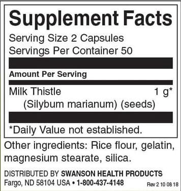 Swanson-Milk-Thistle-500-mg-Inhaltsstoffe-Facts Swanson Milk Thistle 500 mg Inhaltsstoffe Facts