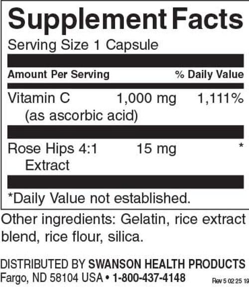 Swanson-Vitamin-C-1000-mg-Inhaltsstoffe-Facts Swanson Vitamin C 1000 mg Inhaltsstoffe Facts