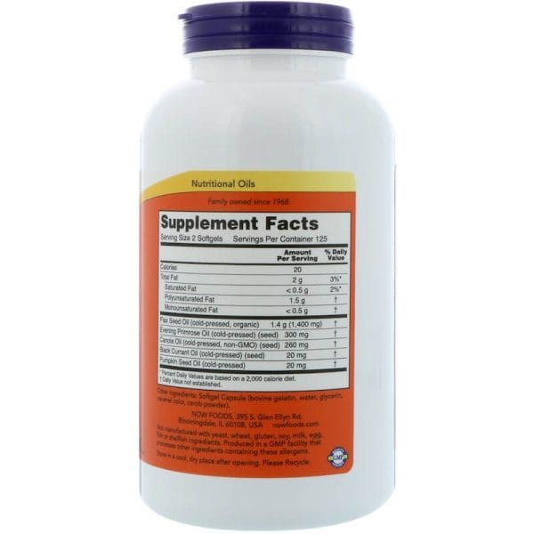 NOW Foods Omega 3-6-9 1000mg Inhaltsstoffe