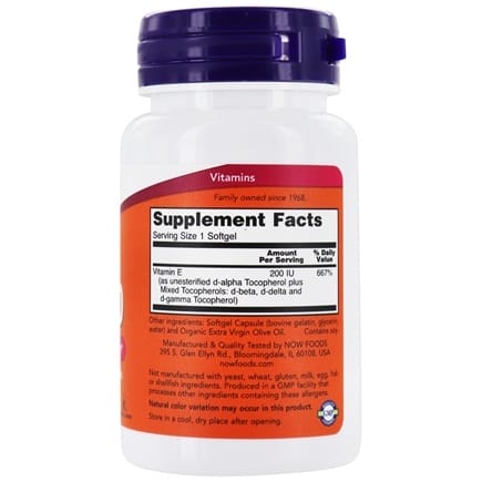 NOW Foods Vitamin E-200 Natural Inhaltsstoffe
