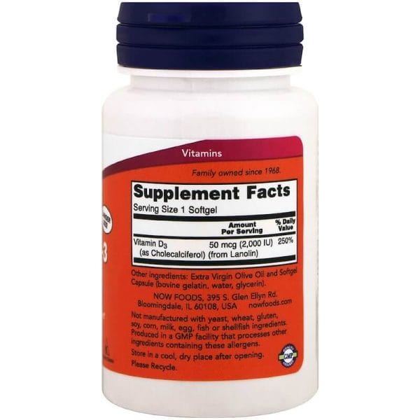NOW Foods Vitamin D3 2000 IU Inhaltsstoffe