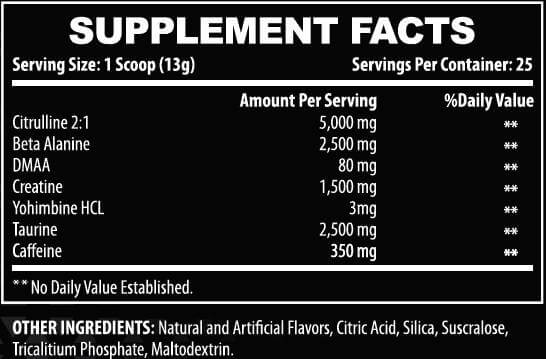 ONE Chaotic Extreme Pre-Workout DMAA Inhaltsstoffe