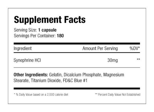 SNS SYN-30 Synephrin HCL Inhaltsstoffe