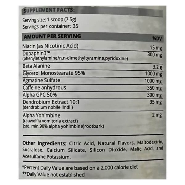 Fake Labs Megatron DopaPhin3 Inhaltsstoffe / Nährwertangaben